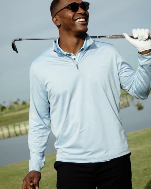 Kenny Flower Men's The Kiawah Sky Blue 1/4 Pullover